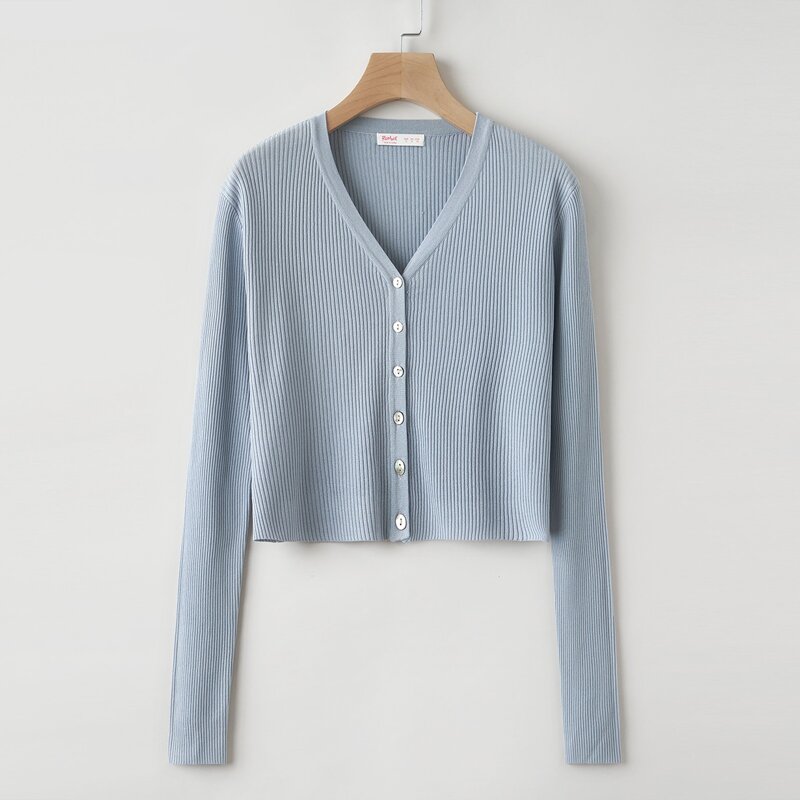 

Solid Button Front Cardigan, Dusty blue