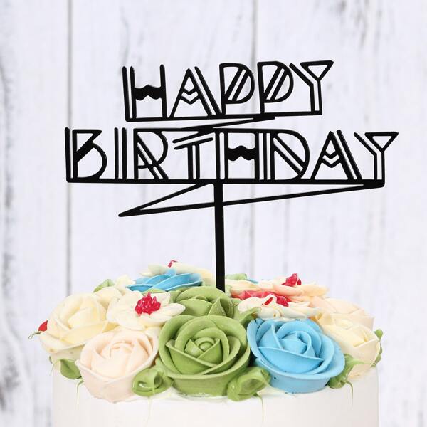

1pc Birthday Cake Topper, Black
