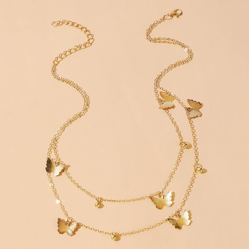 

Butterfly Layered Necklace, Gold