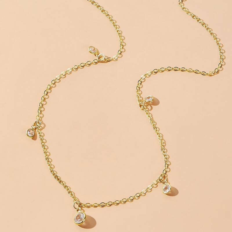 

Rhinestone Chain Necklace, Gold