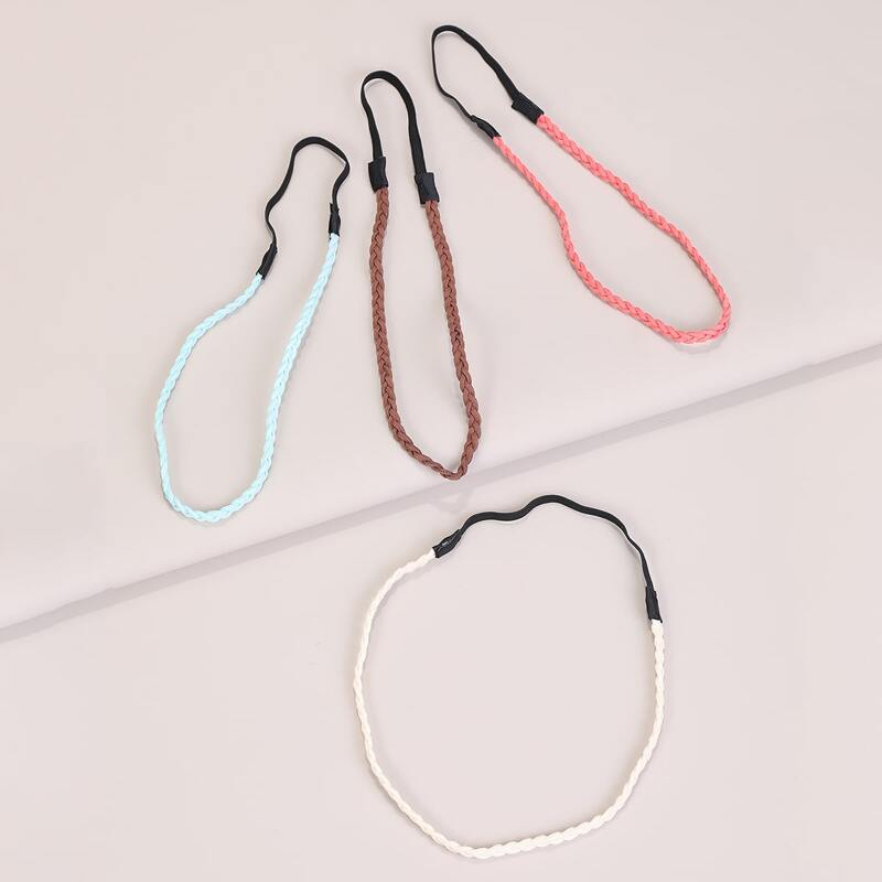 

4pcs Color Block Braided Headband, Multicolor