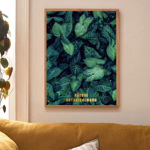 

Leaf Print Wall Painting Without Frame, Green