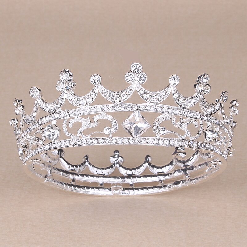 

Rhinestone Decor Crown Hair Accessory, Silver