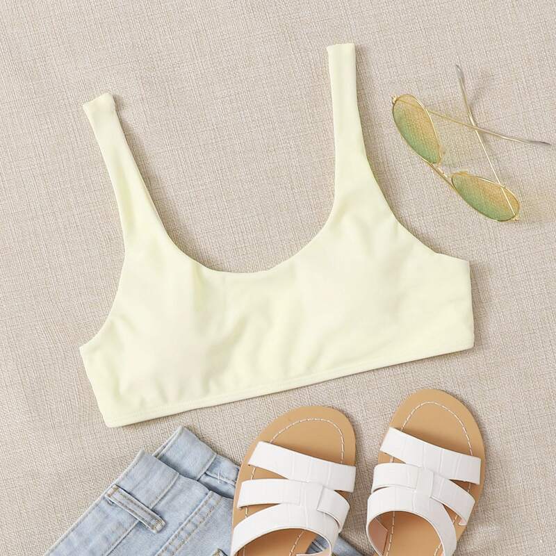

Solid Tank Bikini Top, Yellow pastel