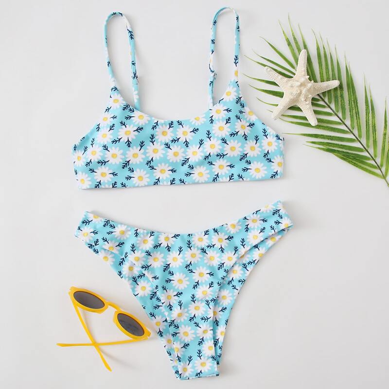 

Daisy High Leg Bikini Swimsuit, Multicolor