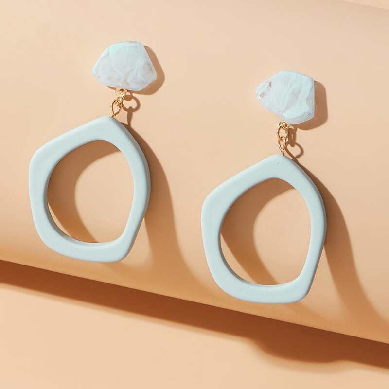 

Geo Drop Earrings, Mint blue