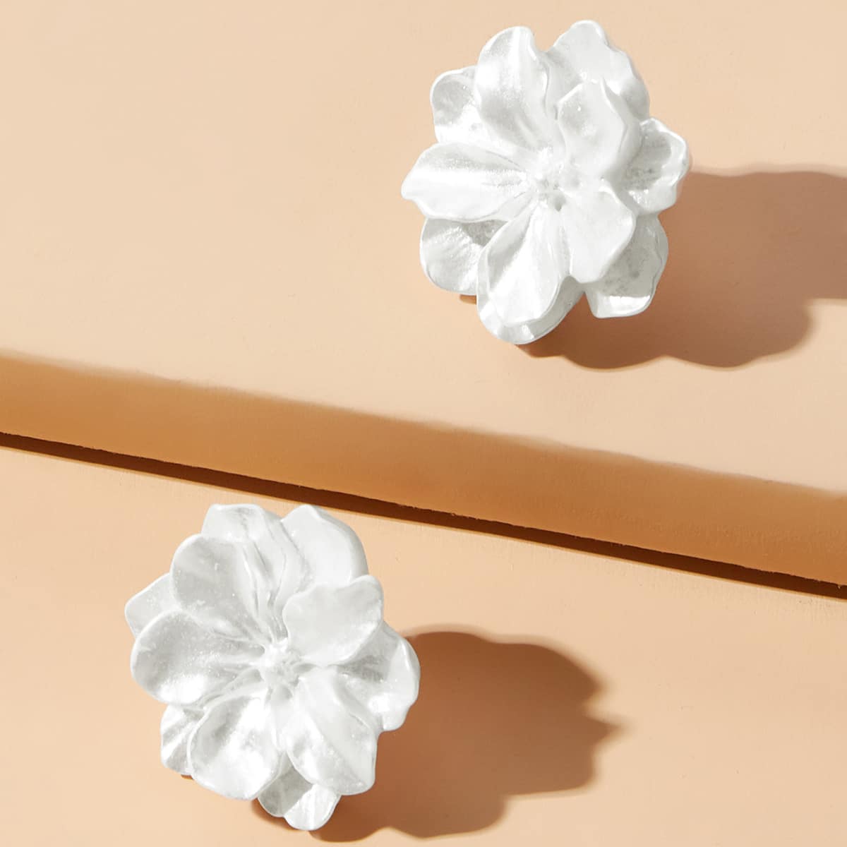 Floral Stud Earrings, White