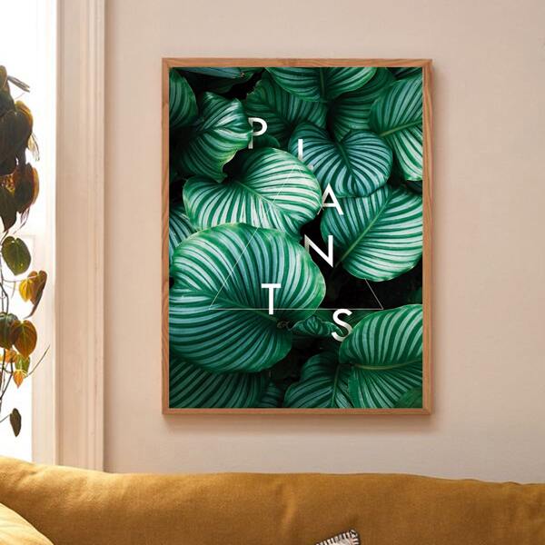 

Leaf Print Wall Painting Without Frame, Green