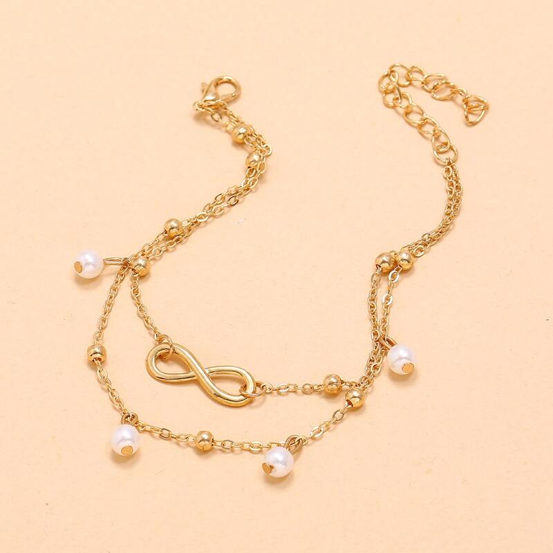 

Faux Pearl Chain Bracelet, Gold