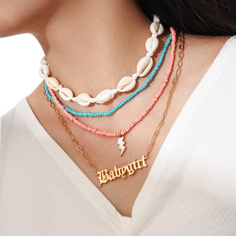 

Shell & Beaded Necklace, Multicolor