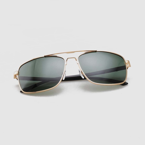 Men Flat Top Aviator Sunglasses, Dark green