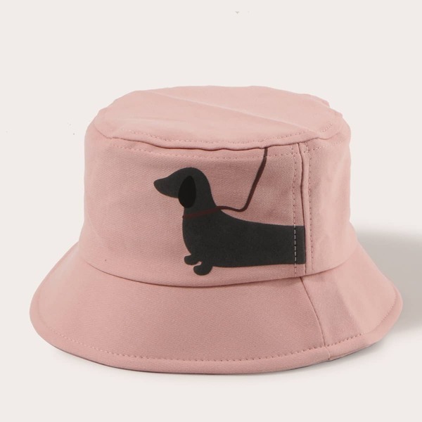 

Toddler Girls Dog Pattern Bucket Hat, Pink