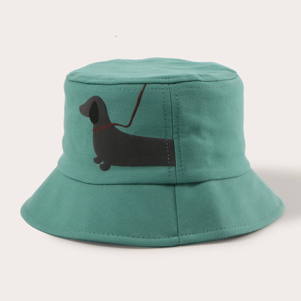 

Toddler Girls Dog Pattern Bucket Hat, Green