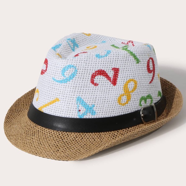 

Toddler Boys Number Pattern Straw Hat, Khaki