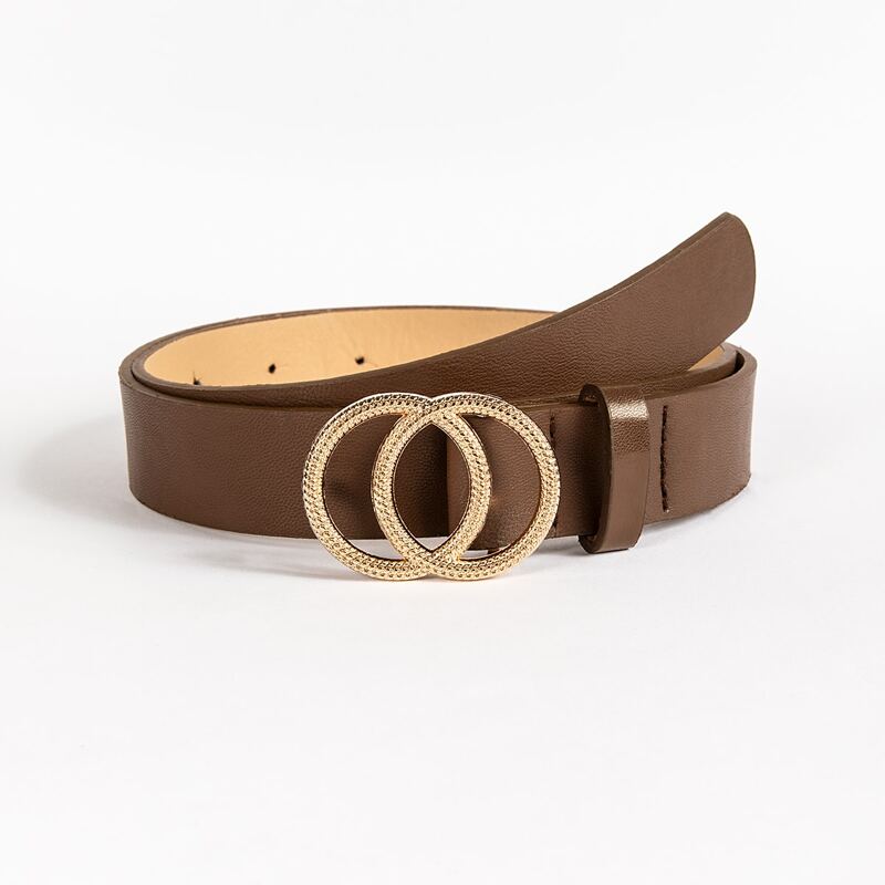 

Double O-ring Buckle Belt, Coffee brown