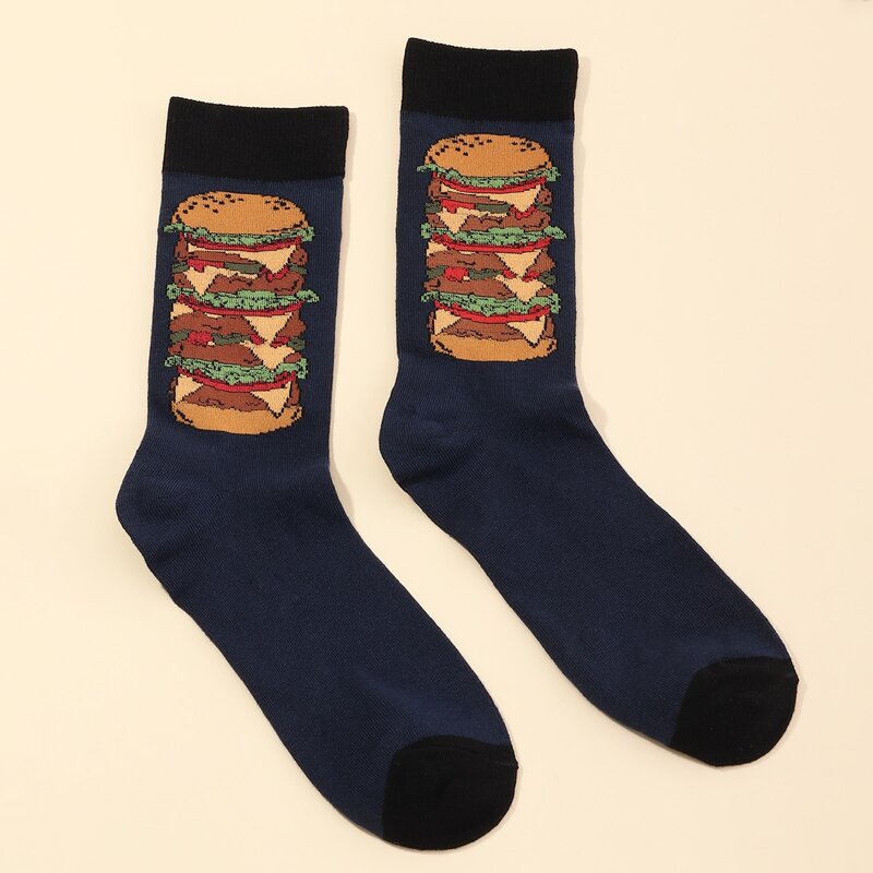 

Guys Hamburger Pattern Socks, Multicolor