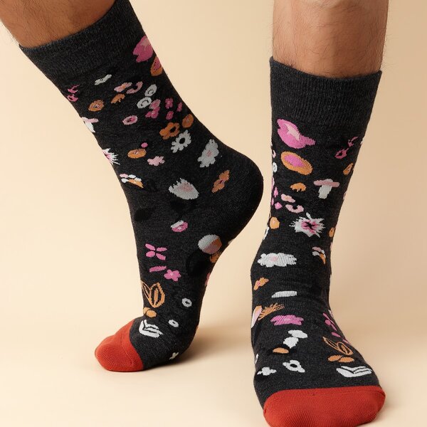 

Men Flower Pattern Socks, Multicolor