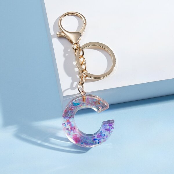 

Acrylic Letter Charm Keychain, Multicolor