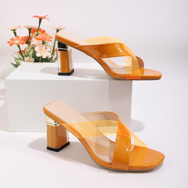 

Прозрачные мюли на каблуках, Оранжевый