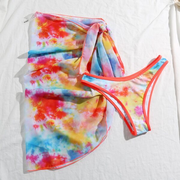 

2pack Tie Dye Bikini Panty With Beach Skirt, Multicolor
