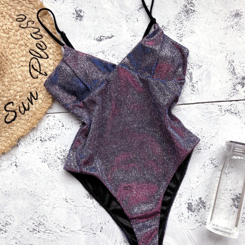 

Glitter High Leg One Piece Swimsuit, Multicolor