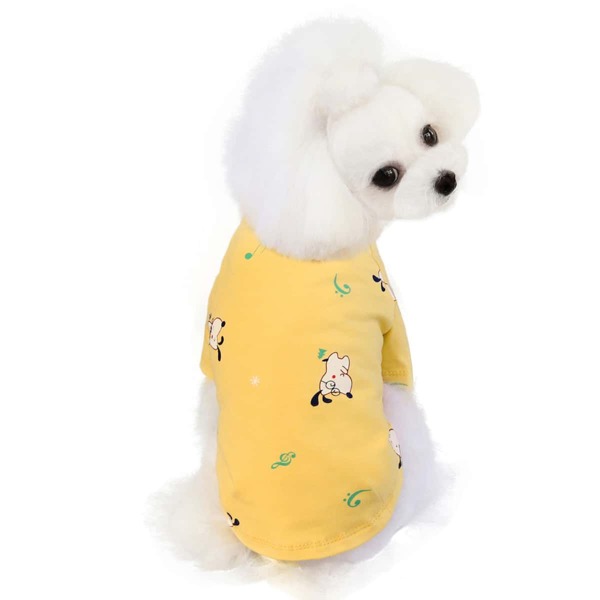 

1pc Cartoon Graphic Dog Tee, Yellow