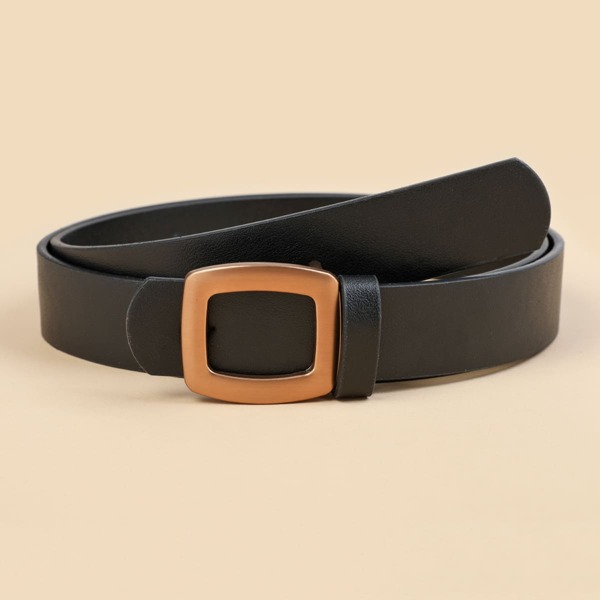 

Geometric Decor Buckle Belt, Black