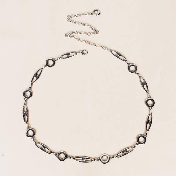 

Kids Geometric Decor Chain Belt, Silver
