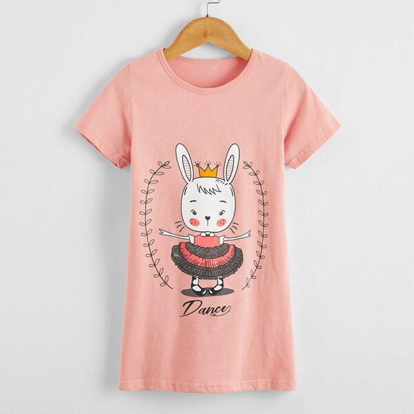 

Toddler Girls Cartoon Graphic Nightdress, Coral pink