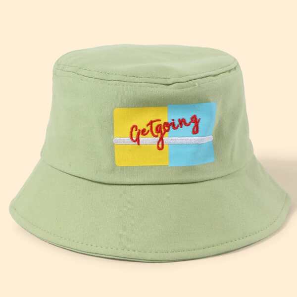 

Slogan Embroidery Bucket Hat, Green