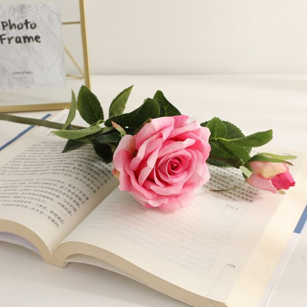 

1 Branch Artificial Rose, Hot pink