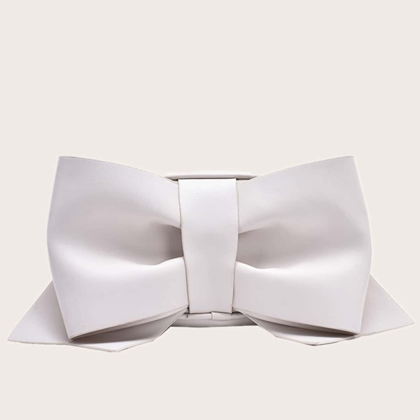 

Bow Decor Faux Pearl Handle Satchel Bag, White