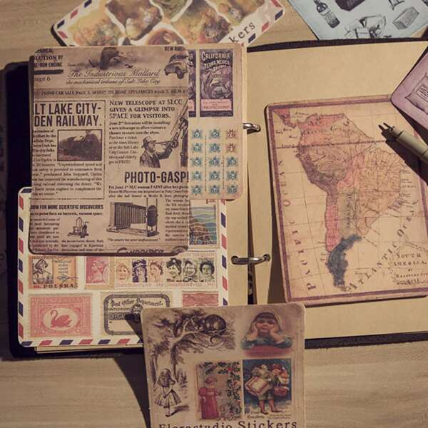 

10sheets Random Vintage Pattern Sticker, Multicolor