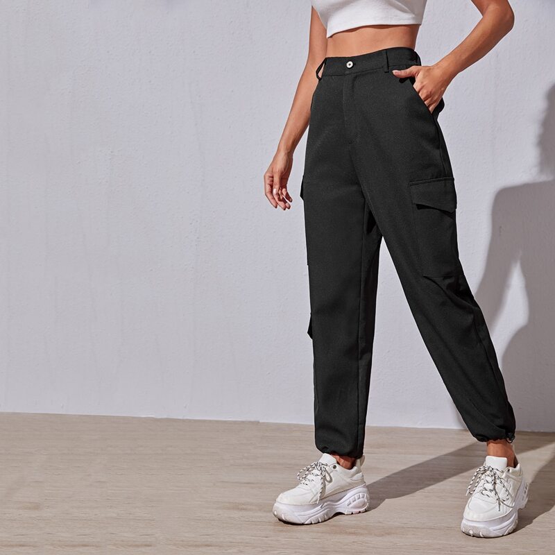 

Side Flap Pocket Cargo Pants, Black