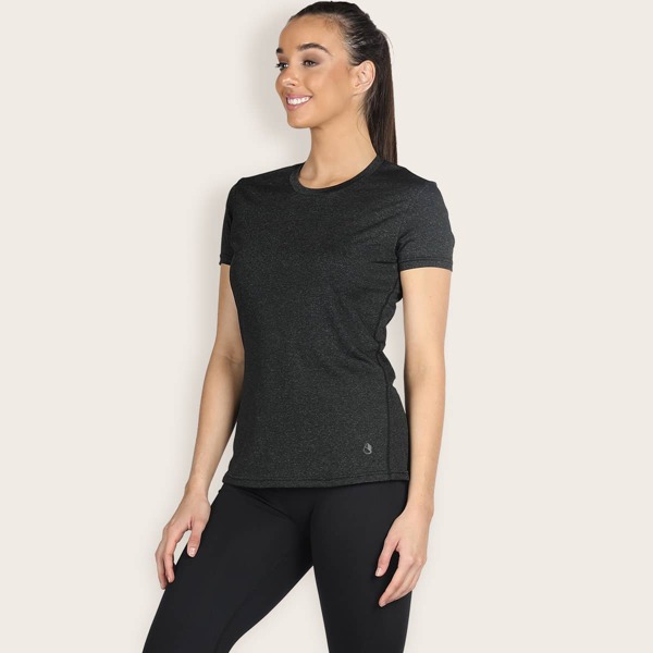 

Round Neck Solid Sports Top, Black