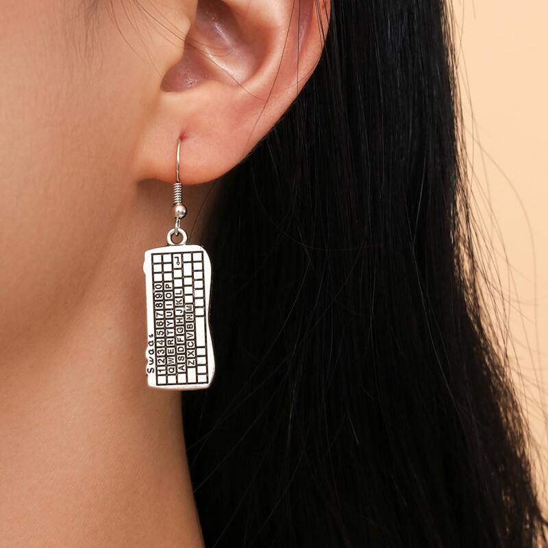 

Keyboard Drop Earrings, Silver