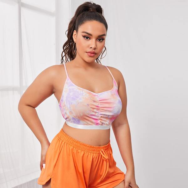 

Plus Tie Dye Ruched Bralette, Multicolor