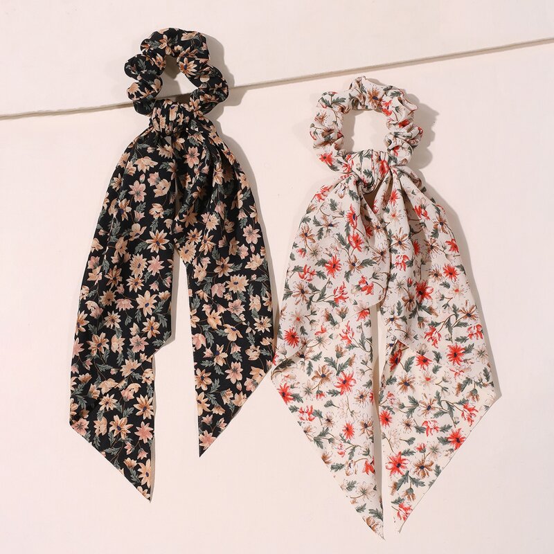 

2pcs Ditsy Flower Scrunchie Scarf, Multicolor