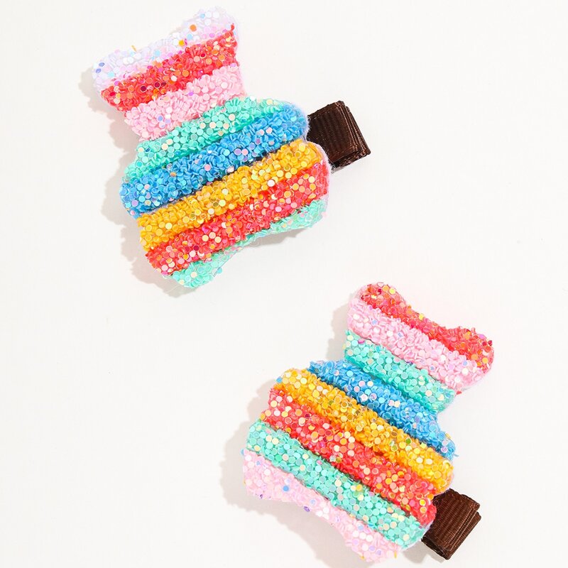 

2pcs Sequin Rainbow Hair Clips, Multicolor