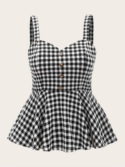 buffalo plaid peplum top
