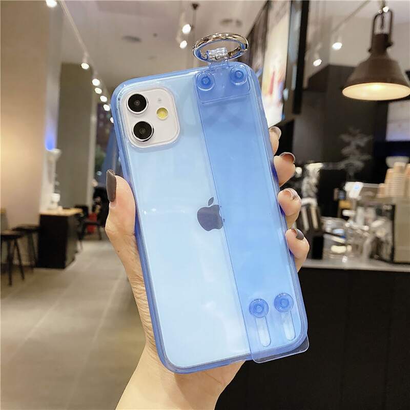 

Clear Hand Strap iPhone Case, Baby blue