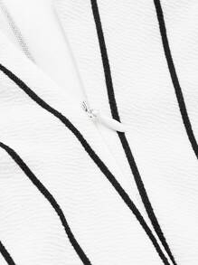 SHEIN Privé Plus Button Front Striped Peplum Cami Top - White - View 4