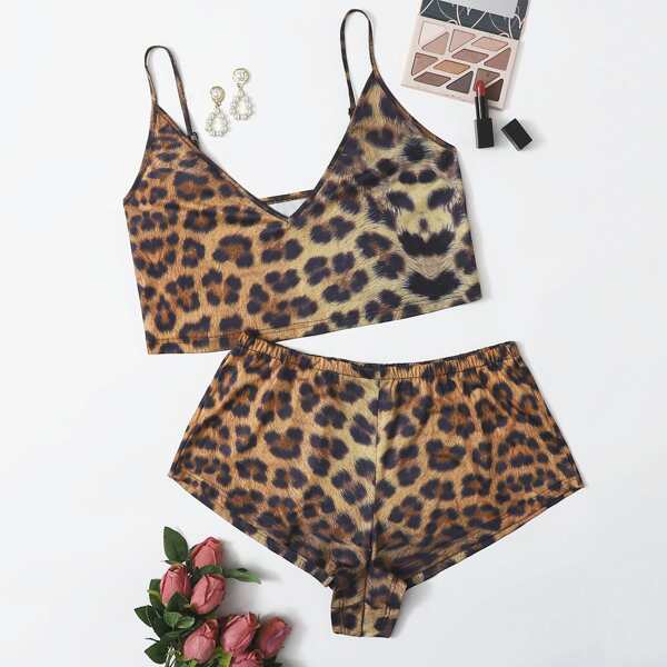

Plus Leopard Lingerie Set, Multicolor