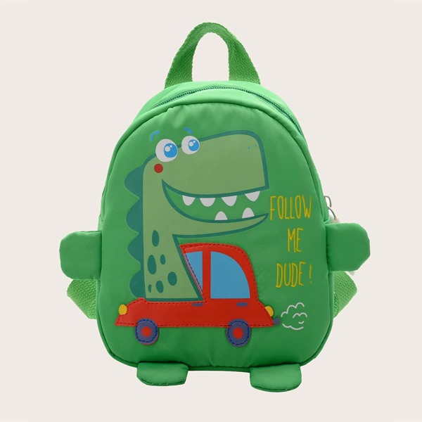 

Kids Cartoon Dinosaur Print Backpack, Green