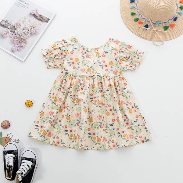 

Toddler Girls Floral Print Smock Dress, Multicolor