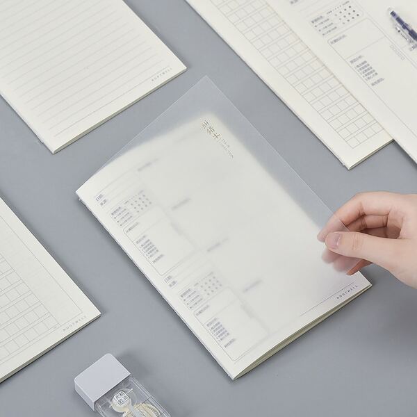 

1pc Random Clear Cover Notebook, Beige