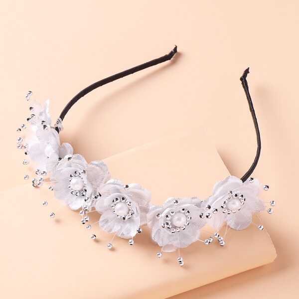 Toddler Girls Flower Decor Hair Hoop, Grey