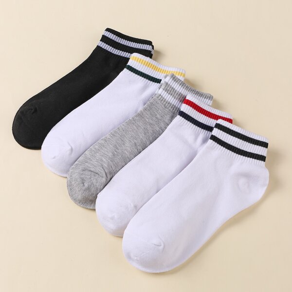 

5pairs Striped Pattern Socks, Multicolor