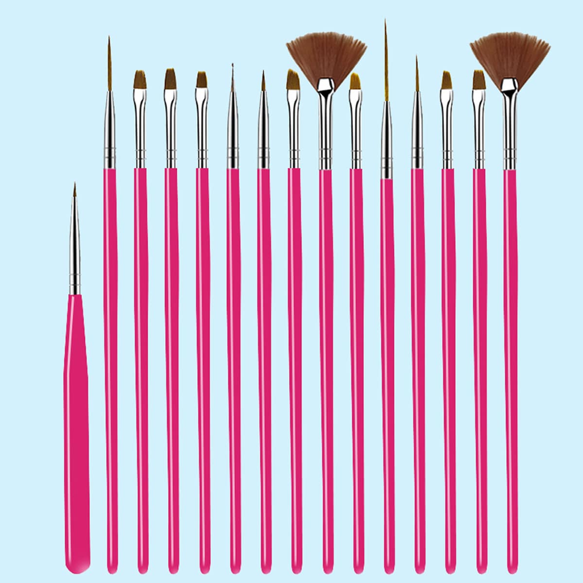 

15pcs Nail Art Brush, Hot pink