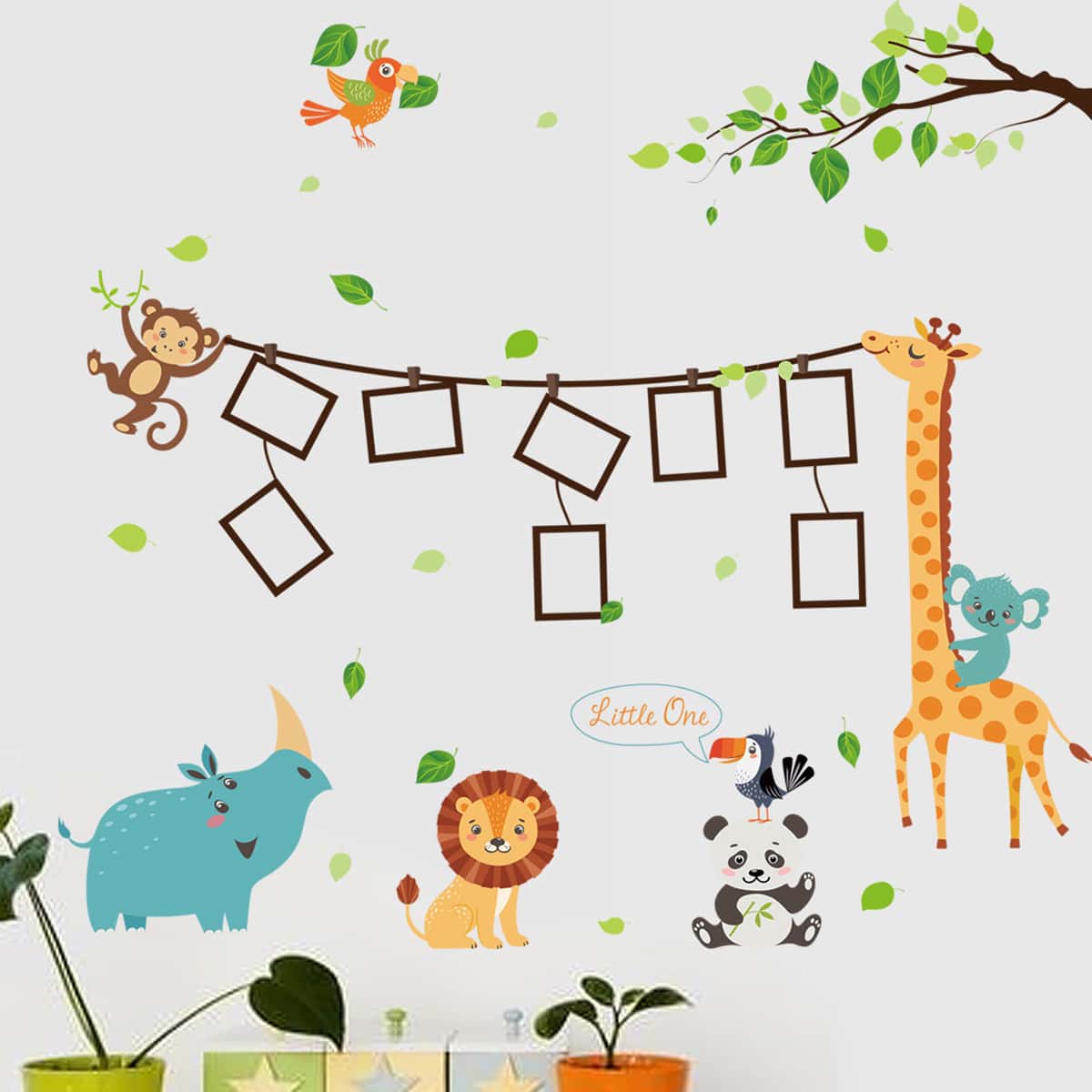 

Cartoon Animal Print Wall Sticker, Multicolor